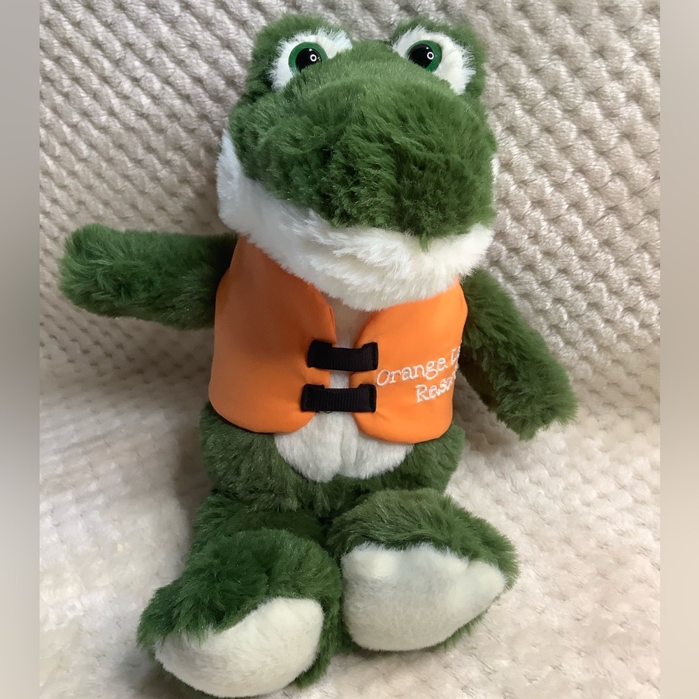 Fiesta Green Plush Alligator Crocodile Orange Lake Resort Vest Stuffed Animal